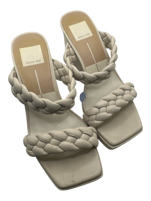 Dolce Vita Shoe Size Est. 6.5/7 Taupe & Beige Woven Raffia Platform Mules Taupe & Beige / Est. 6.5/7