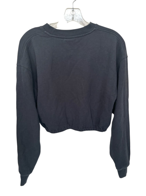 TNA Size M Black Cotton Long Sleeve Elastic Waist Cropped Athletic Sweatshirt Black / M