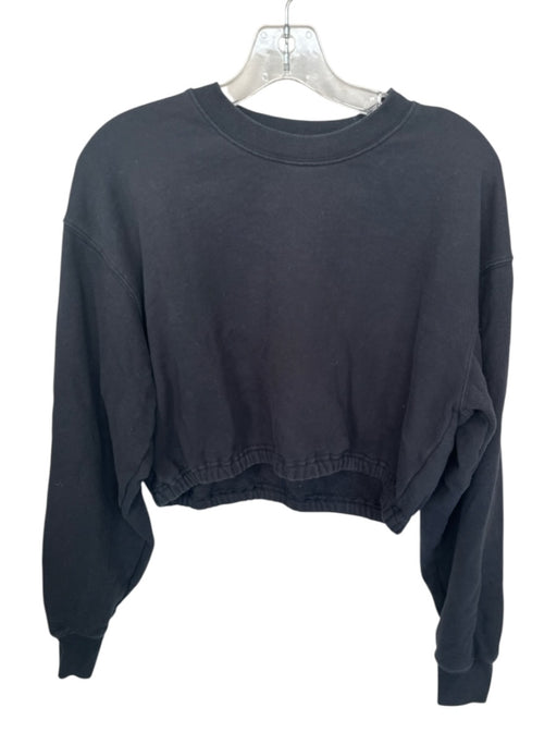 TNA Size M Black Cotton Long Sleeve Elastic Waist Cropped Athletic Sweatshirt Black / M