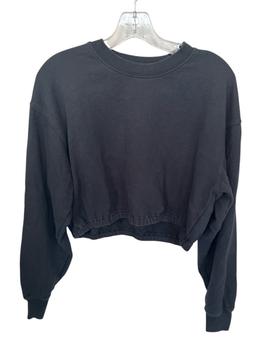 TNA Size M Black Cotton Long Sleeve Elastic Waist Cropped Athletic Sweatshirt Black / M