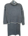Zara Size S Gray & Cream Wool Blend Mock Neck Elastic Waist Midi Skirt Set Gray & Cream / S