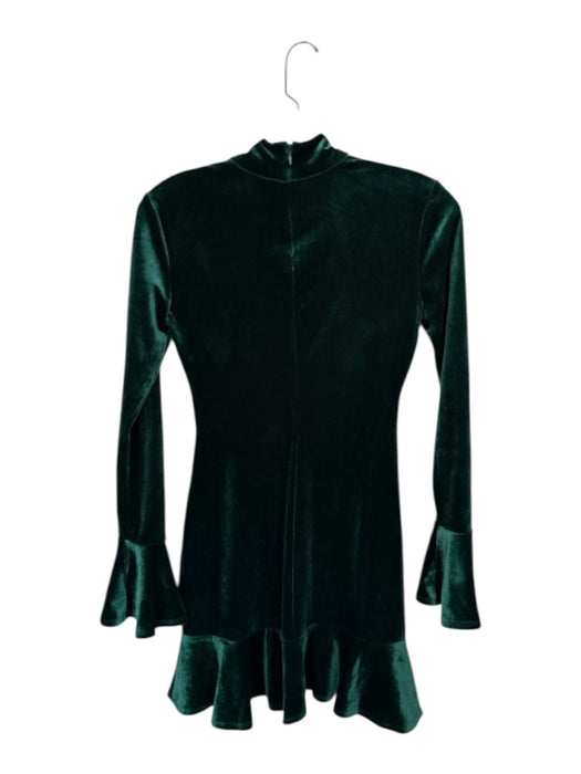 Lovers + Friends Size XS Forest Green Velvet Mock Neck Long Bell Sleeve Dress Forest Green / XS
