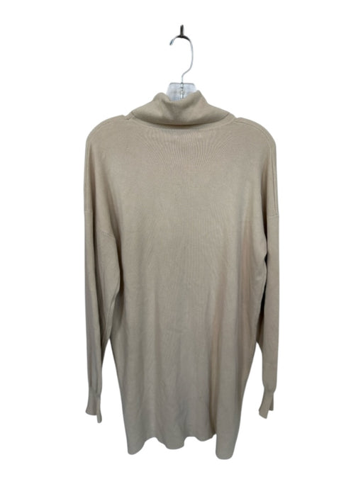 All the Ways Size S Tan Viscose Blend Turtle Neck Long Balloon Sleeve Dress Tan / S
