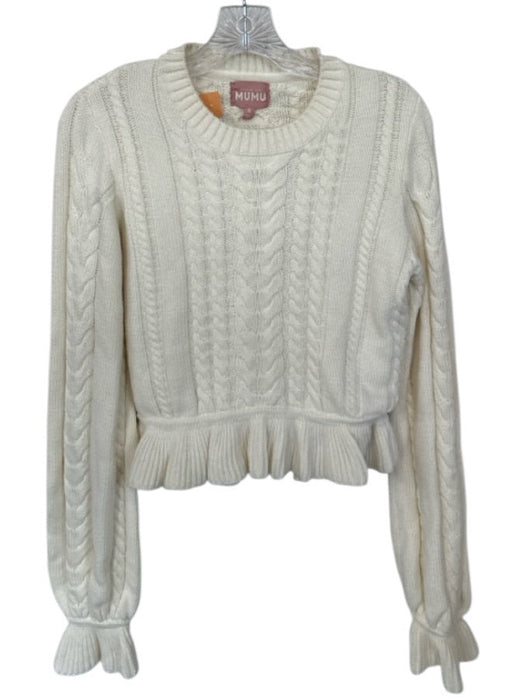 Show Me Your Mumu Size S Cream Cotton Blend Elastic Waist Cable Knit Skirt Set Cream / S