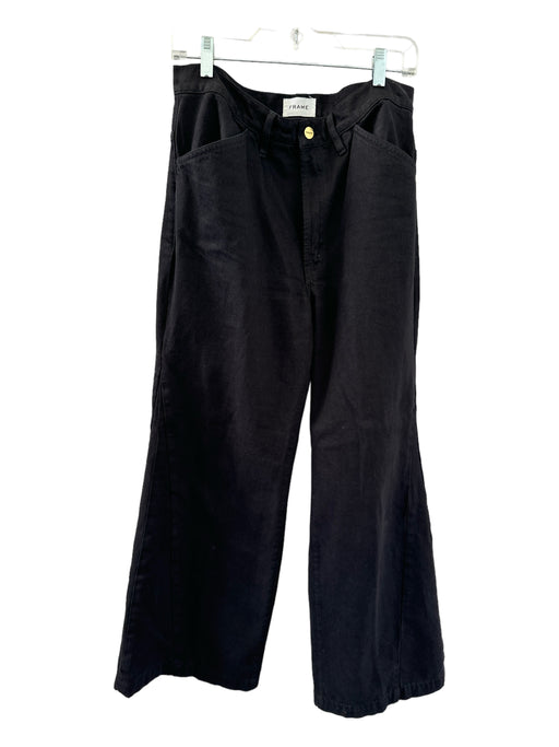 Frame Size 30 Black Cotton Blend High Waist Wide Leg Jeans Black / 30