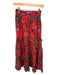 Farm Rio Size XS Red & Blue Viscose Side Zip Flowers Ruffles Maxi Skirt Red & Blue / XS