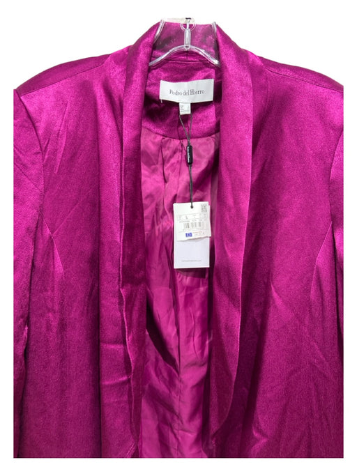 Pedro Del Hierro Size L Magenta Pink Viscose Shoulder Pads Bound Pockets Jacket Magenta Pink / L