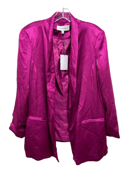 Pedro Del Hierro Size L Magenta Pink Viscose Shoulder Pads Bound Pockets Jacket Magenta Pink / L