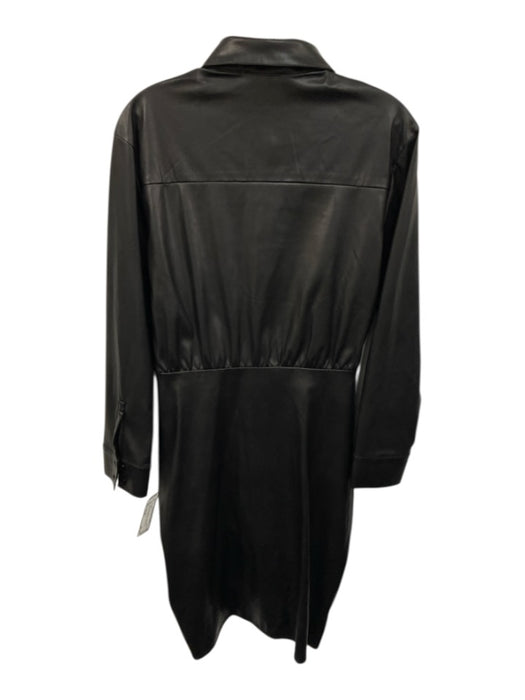 Modern Citizen Size Small Black Faux Leather Long Sleeve Ruched Dress Black / Small