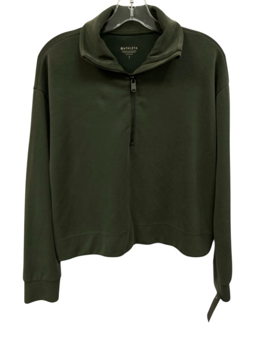 Athleta Size Small Green Long Sleeve Chimney Neck Half Zip Top Green / Small
