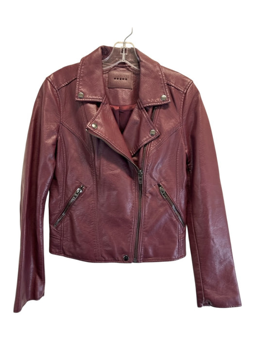 Blank NYC Size Small Burgundy Red Polyurethane Faux Leather Zip Front Jacket Burgundy Red / Small