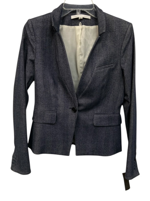 Veronica Beard Size 4 Navy Blue & White Polyester Blend Long Sleeve Jacket Navy Blue & White / 4