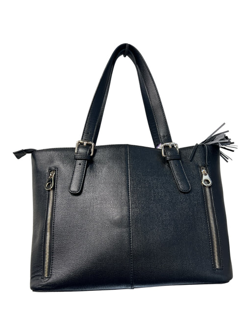 Concealed Carrie Black Pebble Leather Double Strap Gold Hardware Structured Bag Black / Large