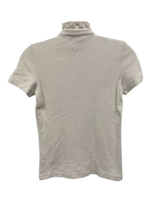Tory Burch Size XXS Cream Cotton & Modal Polo Ruffle Short Sleeve Top Cream / XXS