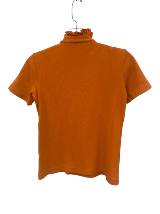 Tory Burch Size XXS Orange Cotton & Modal Polo Ruffle Short Sleeve Top Orange / XXS