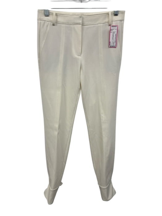 Tibi Size 0 Cream Polyester & Viscose Zip Fly Buckle Detail Pants Cream / 0