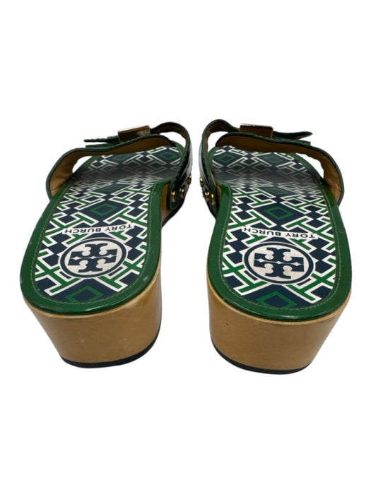 Tory Burch Shoe Size 6 Green Leather Patent Goldtone Hardware Sandals Green / 6