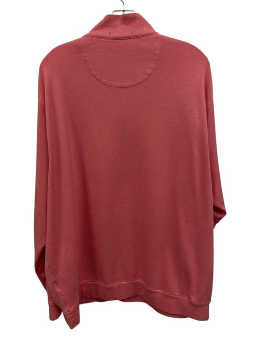 Peter Millar Size 2XL Red Cotton Blend Solid Quarter Zip Men's Long Sleeve Shirt Red / 2XL