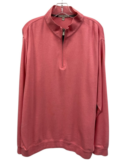 Peter Millar Size 2XL Red Cotton Blend Solid Quarter Zip Men's Long Sleeve Shirt Red / 2XL