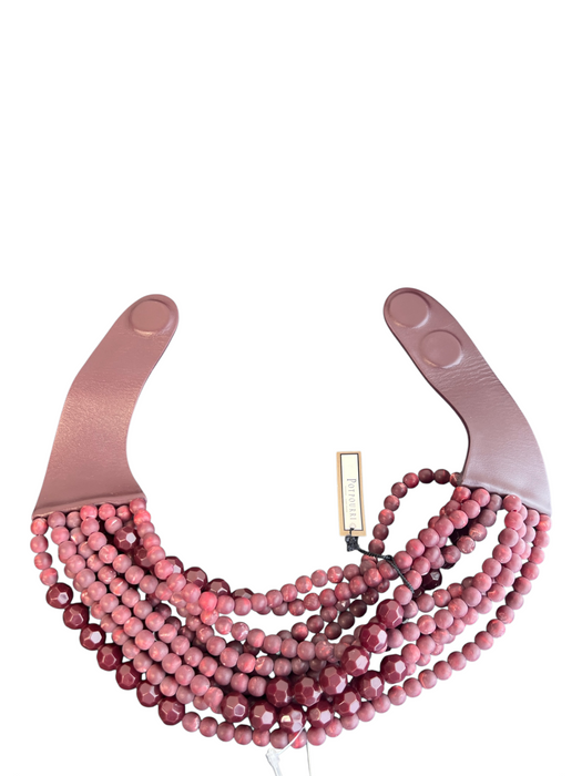 Fairchild Baldwin Burgundy Leather & Beads Necklace stacked beads Jewelry Burgundy