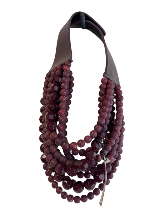 Fairchild Baldwin Burgundy Leather & Beads Necklace stacked beads Jewelry Burgundy