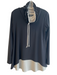 Sympli Size 6 Black & Gray Polyester & Spandex Tie TurtleNeck Long Sleeve Top Black & Gray / 6