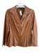 Lafayette 148 Size 10 Brown Lambskin Leather Collared Button Down Jacket Brown / 10