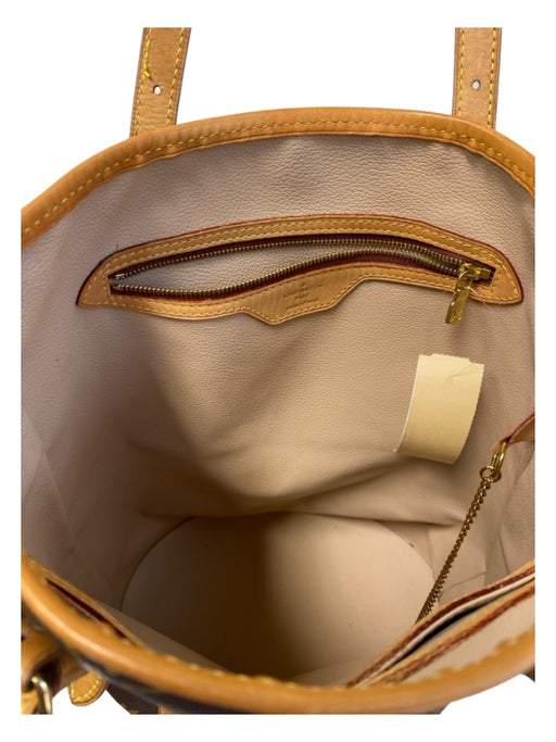 Louis Vuitton Brown & Tan Leather Coated Canvas Logo Interior Pocket Bucket Bag Brown & Tan / Large