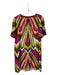 Trina Turk Size 12 Multi Silk Abstract Print Short Sleeve V Neck Dress Multi / 12