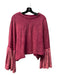 Free People Size S Berry Cotton Round Neck Flare Sleeve Velvet Detail Top Berry / S