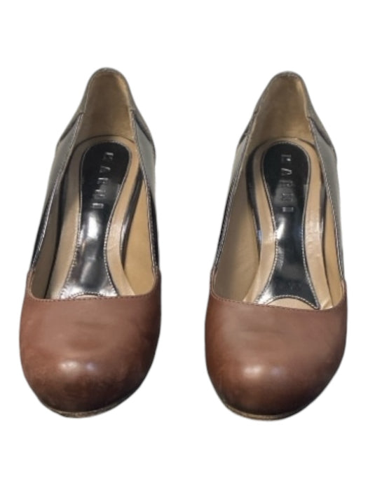 Marni Shoe Size 38 Brown & Black Leather Suede Almond Toe Block Heel Pump Shoes Brown & Black / 38