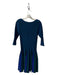 Theory Size Medium Blue & Green Silk & Polyester Round Neck 3/4 Sleeve Dress Blue & Green / Medium