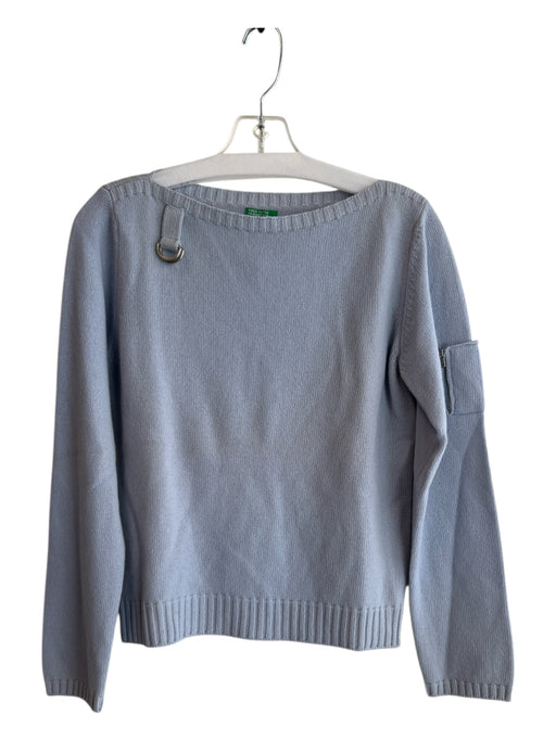 United Colors of Benetton Size M Pale Blue Wool Wide Neck Long Sleeve Sweater Pale Blue / M