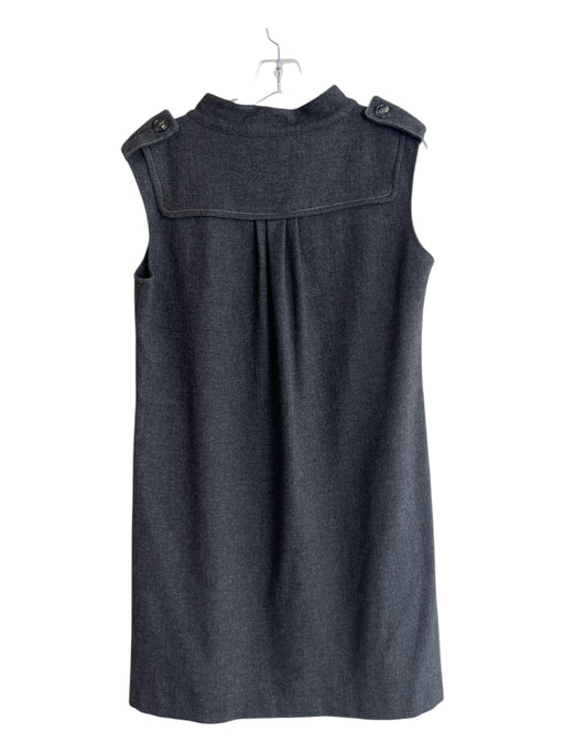 Love Moschino Size 8 Grey Wool Blend Standing Collar Sleeveless A line Dress Grey / 8