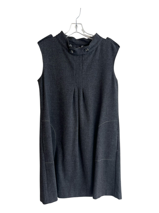 Love Moschino Size 8 Grey Wool Blend Standing Collar Sleeveless A line Dress Grey / 8