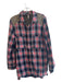 Free People Size M Blue & Red Cotton Sequin Detail Plaid Button Up Top Blue & Red / M