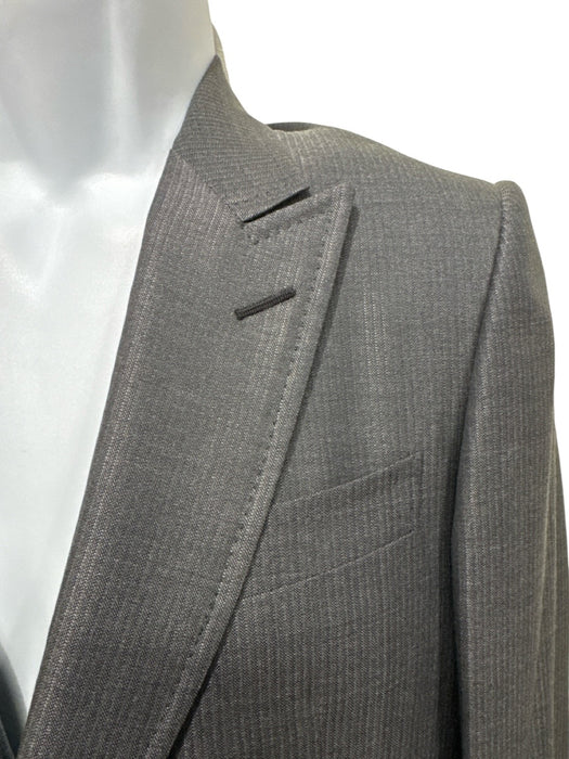 Gucci Gray Wool Blend Striped Peak Lapel 2 Button Men's Suit Gray / 48