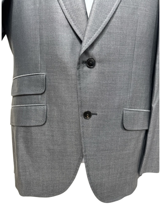Gucci Gray Wool Blend Striped Peak Lapel 2 Button Men's Suit Gray / 48