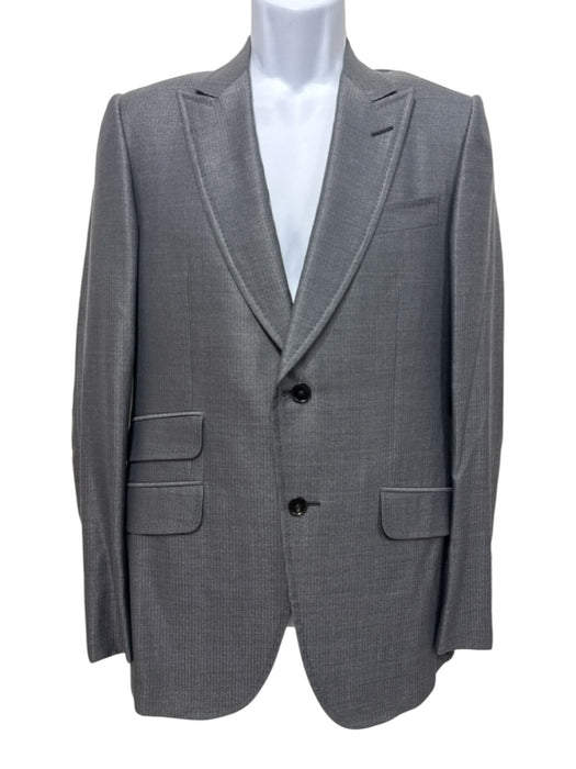 Gucci Gray Wool Blend Striped Peak Lapel 2 Button Men's Suit Gray / 48