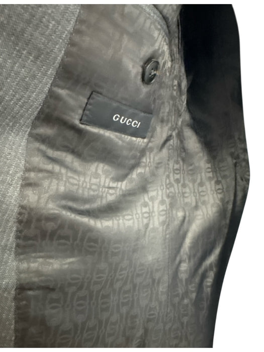Gucci Gray Wool Blend Striped Peak Lapel 2 Button Men's Suit Gray / 48