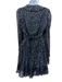 Zimmermann Size 3 Black Blue Silk Shimmer Clipped Dots Ruffle Dress Black Blue / 3