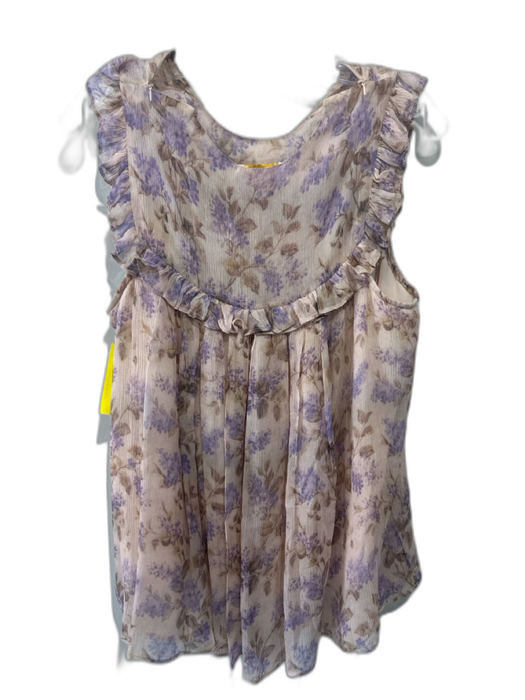 Zimmermann Size 2 Beige & Multi Silk Ruffle Floral Print Top Beige & Multi / 2