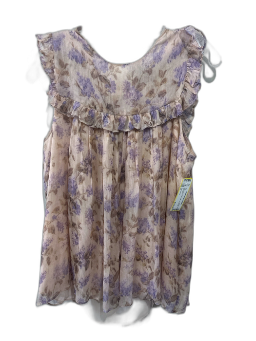 Zimmermann Size 2 Beige & Multi Silk Ruffle Floral Print Top Beige & Multi / 2
