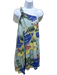 Celandine Size L Blue & Multi Linen & Viscose One Shoulder Graphic Print Dress Blue & Multi / L