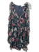 Zimmermann Size 2 Grey & Multi Silk floral print Ruffle Tie Detail Cutout Romper Grey & Multi / 2