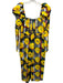 Deloreta Size M Black & Multi Cotton Back Zip Square Neck Puff Sleeve Dress Black & Multi / M