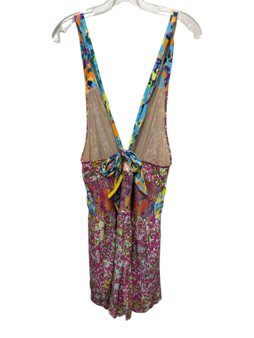 Plenty by Tracy Reese Size L Multicolor Viscose Smocked Halter tie neck Dress Multicolor / L