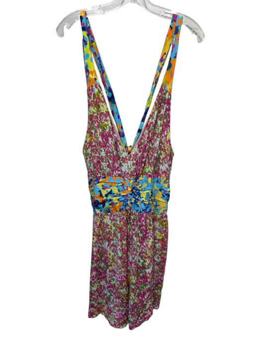 Plenty by Tracy Reese Size L Multicolor Viscose Smocked Halter tie neck Dress Multicolor / L