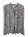 Free People Size M Cream & Multi Polyester Shirred Floral Print Tie Detail Top Cream & Multi / M