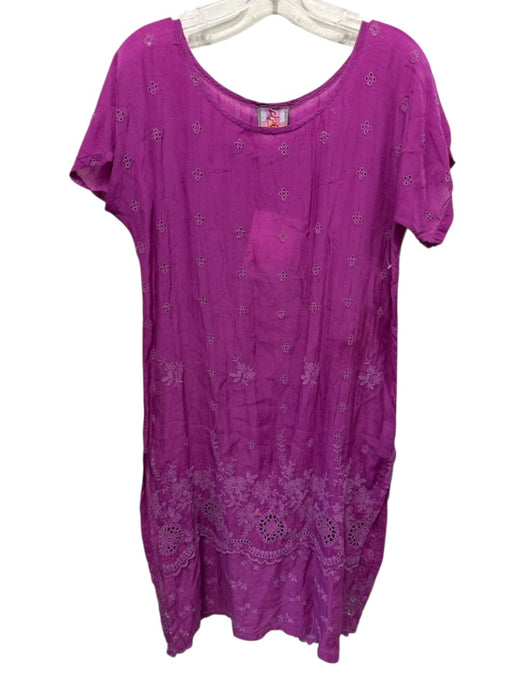 Johnny Was Size XS Magenta Cupra Rayon broderie anglaise Scalloped Dress Magenta / XS